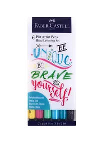 Купить Набор капиллярных ручек "Pitt Artist Pen Lettering" ассорти, 6шт., 0,3мм/Brush — Фото №1