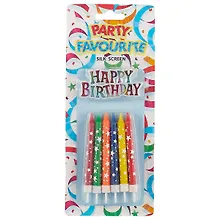 Купить Набор свечей для торта Звезды с табличкой Happy Birthday (12шт) (8см) — Фото №1