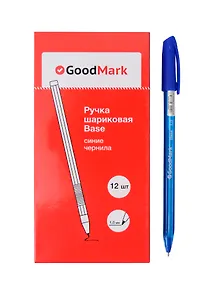 Купить Ручки шариковые синие 12шт "Base", масляные чернила, 1мм, GoodMark — Фото №1