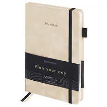 Купить Ежедневник недат. А5 160л "Velvet" бежевый, иск.кожа, петля д/ручки, резинка — Фото №1