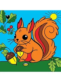 Купить Холст с красками. Белочка с орешками — Фото №1