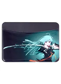 Купить Чехол для карточек горизонтальный Аниме Девушка с мечом (бирюзовая) (цветная) — Фото №1