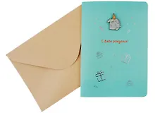 Купить Открытка со значком Кролик С Днем рождения! (15х11) (конверт) (картон, металл) — Фото №1