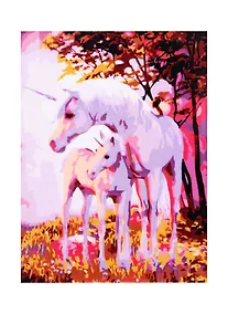 Купить Холст с красками по номерам 22х30см ТМ Рыжий кот Два единорга в сказочном лесу (14цв.) HS355 — Фото №1
