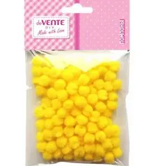 Купить Набор помпонов для творчества "deVENTE" 8 мм, 120 шт, цвет желтый, в пластиковом пакете с блистерным подвесом — Фото №1