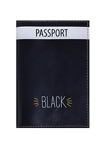 Купить Обложка для паспорта Black (кожа) (ПВХ бокс) (ОК2018-16) — Фото №1