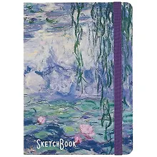 Купить Скетчбук А5 80л " Клод Моне. Водяные лилии" 70г/м2, кремовая бумага, тв. перепл., резинка — Фото №1
