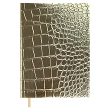 Купить Ежедневник недат. А6+ 160л 126х174 "Кроко металлик" золотой, иск.кожа, мягкий переплет, блинт.тиснение, офсет, ляссе — Фото №1