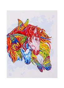 Купить Холст с красками по номерам Лошади и бабочки (Х-6540) (30х40см) (18цв) (Рыжий Кот) (3+) (коробка) — Фото №1