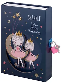 Купить Записная книжка А6+ 50л "Принцесса на месяце" в коробке с замочком, ассорти — Фото №1