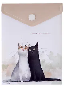 Купить Папка-конверт А6 на кнопке "Коты. Павлик и Валера", вертикальная — Фото №1