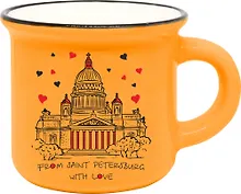 Купить Кружка фарфор.мал.под эмаль оранжевая From SPb with love. Исаакий 100мл — Фото №1
