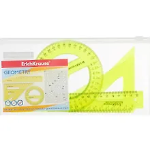 Купить Набор геометрический средний "Neon" (треуг.2шт.,лин.20,тр-р 360 гр.), ERICH KRAUSE — Фото №1