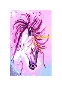Купить Алмазная мозаика ТМ Рыжий кот (блест.) 22х32см, с полн.заполн. 18цв. Единорог с фиолетовой гривой AS22077 — Фото №1