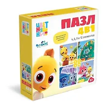 Купить Цветняшки. Пазл 4в1 «Друзья» (4-6-9-12 элементов) (07456) (150х140) — Фото №1