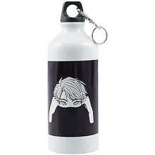 Купить Бутылка с карабином Аниме Синтонимы  Персонаж с воротником (ч/б) (Медина Мирай) (металл) (600мл) (БМ2022-23) — Фото №1