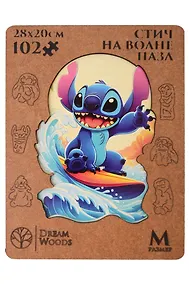 Купить Пазл фигурный "Стич на волне", 102 детали (28х20 см) — Фото №1