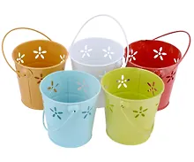 Купить Декоративное изделие из жести ведро с цветочками (ассорти) (9х9х7) — Фото №1