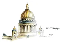 Купить Открытка 10*15см тушь СПб Исаакиевский собор — Фото №1
