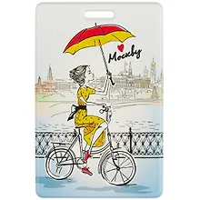 Купить Чехол для карточек Москва Девушка с зонтиком на велосипеде — Фото №1