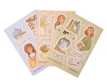 Купить Набор стикеров Remarklee "Книги, цветы, чай" А6, 3 листа — Фото №1