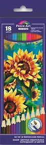 Купить Карандаши цветные Феникс+, "Подсолнухи", акварельные 18 цветов — Фото №1
