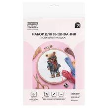 Купить Набор для вышивания крестиком ТРИ СОВЫ "Стильный мишка", 11х20см — Фото №1