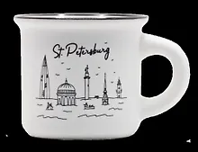 Купить Кружка СПб. Потоп, 50мл, белая, матовая, фарфор — Фото №1