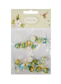 Купить Цветы пластиковые двухцветные, 1.2 см, 20 шт/пакет, желто-голубой (11-08631-9) — Фото №1