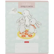 Купить Тетрадь в крупную клетку Hatber, "Зайчата", 12 листов, в ассортименте — Фото №1