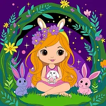 Купить Набор для детского творчества LORI. Картина по номерам на холсте на подрамнике "Фея на поляне" — Фото №1