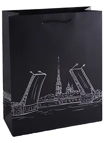 Купить Пакет А4 32*26*10 СПб "Мосты Санкт-Петербурга" нейтр., бум.мат.ламинат — Фото №1
