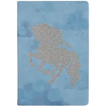 Купить Ежедневник недат. А5 120л "Бейбискин" голубой, кожзам, тв. переплет, глиттер, офсет, ляссе — Фото №1