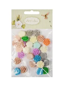 Купить Цветочки пластиковые, 1.3 см, 30 шт/пакет, Микс (11-08631-7) — Фото №1