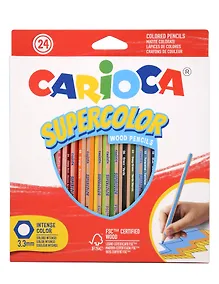 Купить Карандаши цветные 24цв "Supercolor" шестигранные, к/к, подвес, Carioca — Фото №1