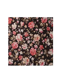 Купить Отрез ткани, 48*91 см, в пакете без подвеса, розы на черном — Фото №1