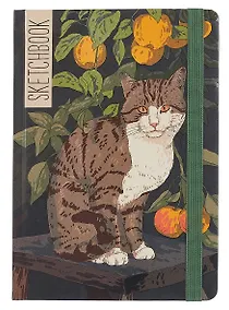 Купить Скетчбук А5 80л "КОШКА НА ТАБУРЕТКЕ" 100г/м2, тв.обложка, выб.лак, резинка, мат.ламинация — Фото №1