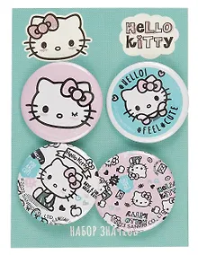 Купить Набор значков Хеллоу Китти (металл) (4шт 38мм) (АКС-2522) — Фото №1