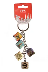 Купить Брелок гроздь квадраты 5 Уфа (металл) (176-5-115-1-FK) — Фото №1