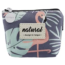 Купить Кошелек на молнии Фламинго и Монстера (ткань) (11х8) (LG-10945) — Фото №1