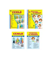 Купить Демонстрационные картинки СУПЕР. Семья, чувства и эмоции (комплект из 2-х наглядных материалов в папках + 2 набора карточек) — Фото №1