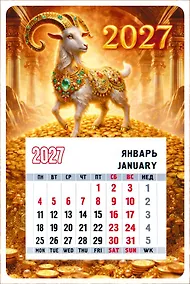 Купить Календарь 2027г 95*145 "Символ года (Коза на горе золота)" на магните — Фото №1