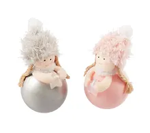 Купить Новогоднее украшение Девочка-шарик со звездочкой (пластик, текстиль) (10см) (12-06277-NY-19) — Фото №1