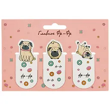 Купить Магнитные закладки «Мопсы», 3 штуки — Фото №1