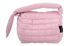 Купить Косметичка стеганная с объёмной ручкой (розовая) (текстиль, PU) (20х13см) — Фото №1