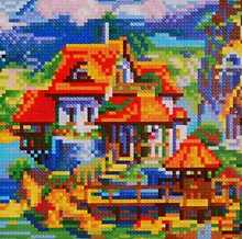 Купить Набор для творчества, Рыжий Кот Алмазная мозаика  (блест.), Красивый дом у моря 20х20см, 28цв AS20027 — Фото №1