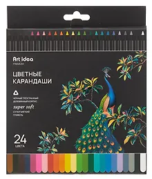 Купить Карандаши цветные 24 цвета "SuperSoft" черное дерево, Art idea — Фото №1