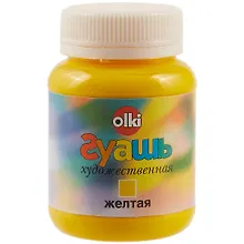 Купить Гуашевая жёлтая краска olki, 100 мл — Фото №1