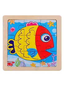 Купить Деревянная пазл-рамка Рыжий кот Рыбка 9 элементов 12х12см (G50) — Фото №1