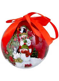 Купить Елочный шар Снеговики (пластик) (7,5 см) (ПВХ Бокс) — Фото №1